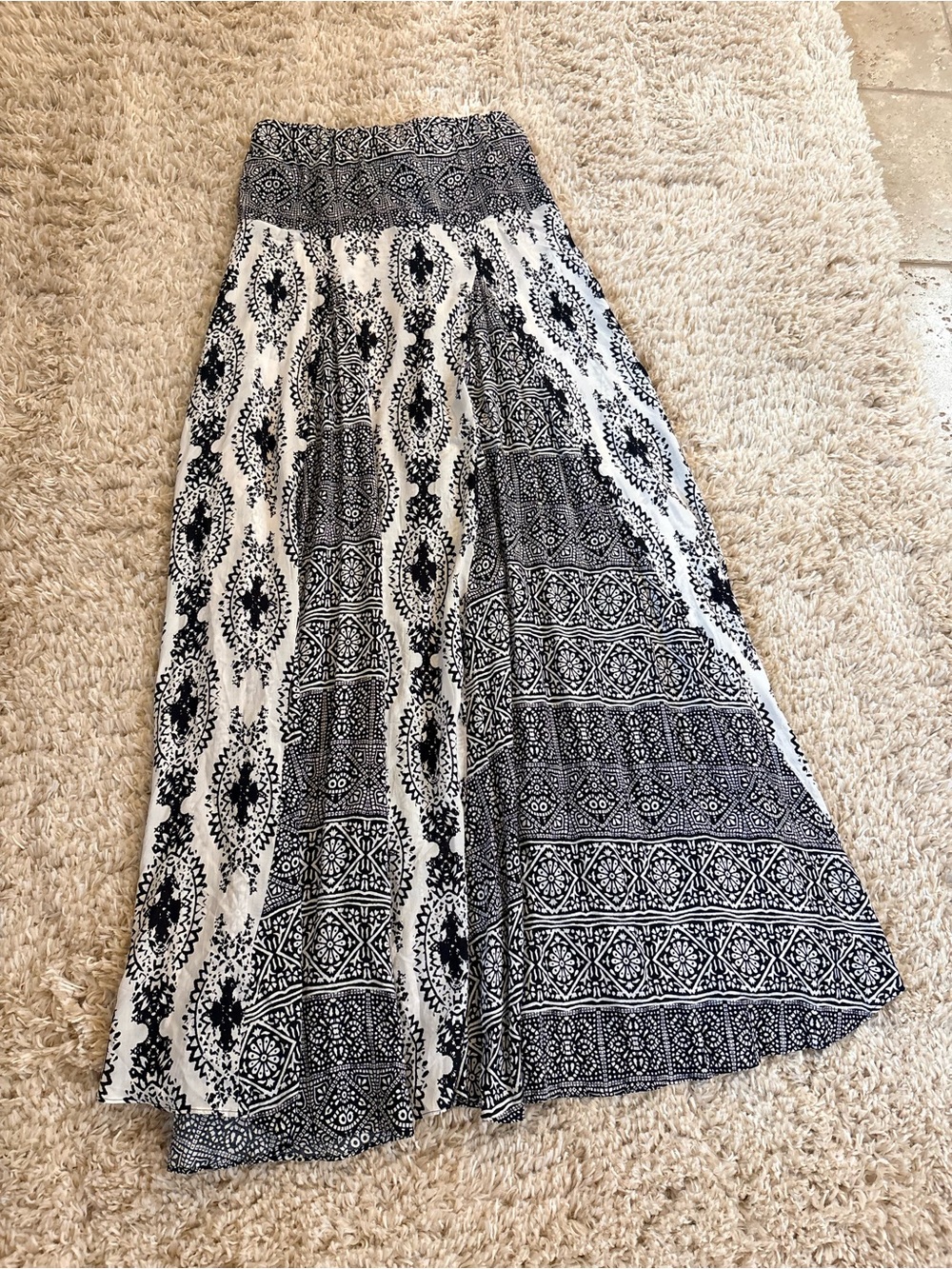 Free People Flowy Black and White Strapless Dress